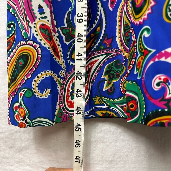 Vintage Schrader Long Sleeve Pleated Midi Dress Womens 14 Paisley Secretary 70s - Picture 15 of 16